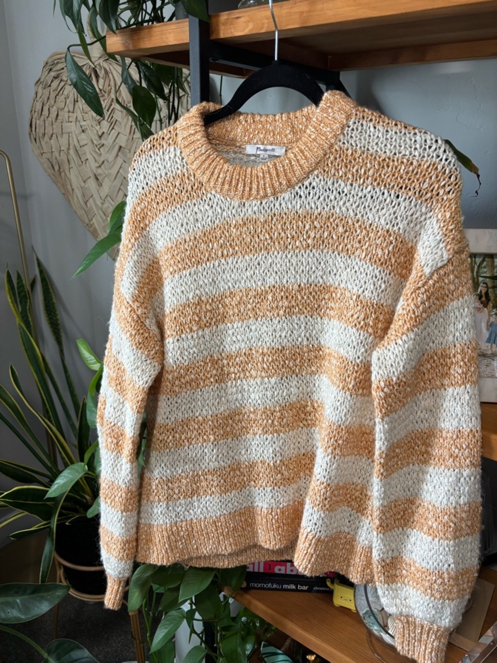 Madewell Baez Pullover Sweater in Caramel Strip | Small - Picture 2 of 6